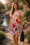 Floral & Hummingbird Printed Dress