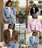 Ladies’ FF Long Sleeve Fluffy Jacket With Front Pockets
