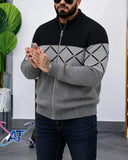 Men’s Zip-Up Knitwear Jacket With Zigzag Lines