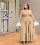 AT Ladies Long Sleeve Bell Cuff Maxi Dress