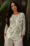 Vintage Hummingbird & Rose Mesh Top