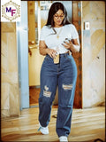 Ladies’ Loose Ripped Jeans