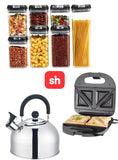 3 Piece Kitchenware Combo Set With Food Storage, Snackwich Maker And 3L Kettle