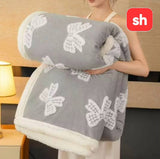 Queen Thickened Throw Blanket With Bow Design