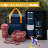 Three Piece Vacuum Flask, Lunch Bag And Lunchbox Combo