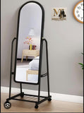MT Black Movable Mirror With Wheels