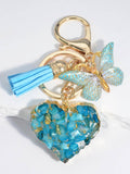 1pc Unisex Heart-Shaped Seashell Stone Keychain Pendant
