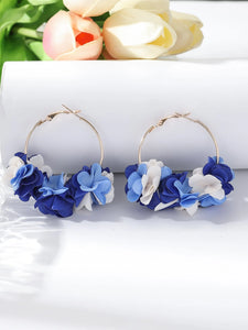 1pair Handmade Vacation Style Elegant Creative Fabric Flower Ball & Metallic Light Purple Earrings For Women, Suitable For Daily Wear, Dance Parties And Music Festivals Valentines,Mom,Mother,Mother's Day,Gift