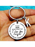 1pc DAUGHTER Initials A-Z Pendant Key Ring Round Stainless Steel Laser Engraving Love Personalized Keychain for Son or Daughter - Perfect Birthday or Christmas Stocking Gift