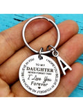 1pc DAUGHTER Initials A-Z Pendant Key Ring Round Stainless Steel Laser Engraving Love Personalized Keychain for Son or Daughter - Perfect Birthday or Christmas Stocking Gift