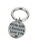 1pc Men Keychain Stainless Steel Laser Engraving Drive Safe I Love You Keychain Cute Valentines Day Gift For Couples Gift For Husband Boyfriend