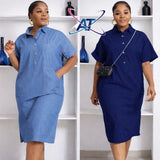 Ladies’ Midi Button-Up Jean Dress With Pockets