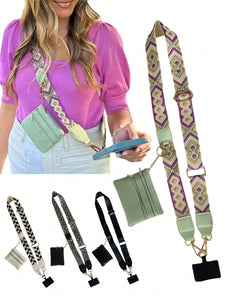 1-Pack 2024 New Crossbody Phone Lanyard With Zipper Wallet Attachment,  Nylon Neck Strap For Mobile Devices With Card Holder, Universal Anti-Theft Cell Phone Cord With Clip-On Detachable Wallet