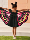 SLAYR KIDS Young Girl Cute Pink 3D ButterFly Shaped Cap Sleeve Dress, Casual & Daily Wear In Summer