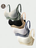 4pcs Women's Fashion Splice Bra Set