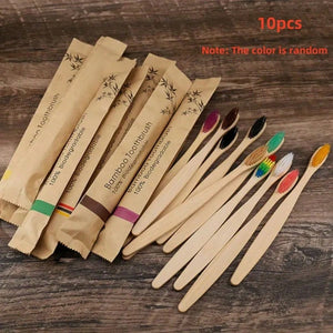 10pcs/Set Bamboo Toothbrushes, Soft Bristles Design Suitable For Sensitive Teeth & Gums, Providing Comprehensive Oral Hygiene For Daily Home Use, Travel & Hotel