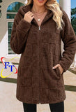 Ladies’ FT Long Fluffy Block Pattern Jacket
