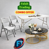 FT Folding Chairs, Folding Table And Marble Coffee Table Combo