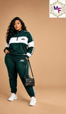 Ladies’ MF Two-Tone Plus-Size Two-Piece Tracksuit Set