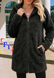 Ladies’ FT Long Fluffy Block Pattern Jacket