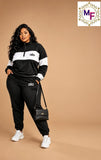 Ladies’ MF Two-Tone Plus-Size Two-Piece Tracksuit Set
