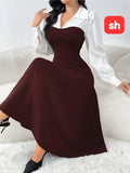 Ladies’ SH Long Sleeve Two-Tone Dress