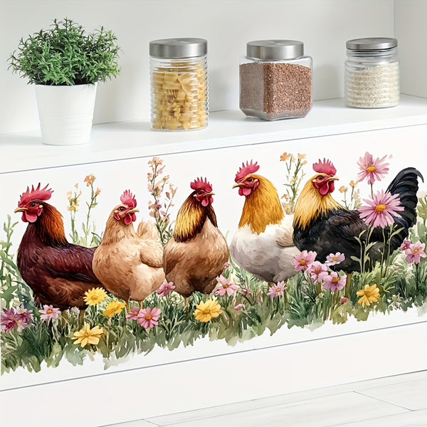 1pc of a Chicken Flock Sticker Standing Among Flowers – Iets van Alles ...