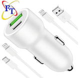 Three Pack 4.8 Amp USB Car Charger Kit