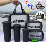 Three Piece Water Bottle And Three Piece Wash Bag Combo