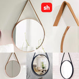 24cm Round Mirror With Leather Strap