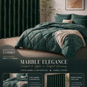 Marble Comforter & Matching Curtain Combo