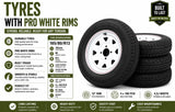 Tyres with Pro White Rims 165/80 R13
