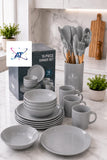 16-Piece Dinner Plate Set And 12-Piece Silicone Kitchen Utensil Set