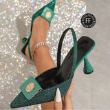 Ladies’ FF Pointed Toe Bedazzled Heels