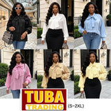 Ladies’ TT Tie-Neck Long Sleeve Formal Top