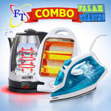 Kettle, Quartz Heater And Steam Iron Combo