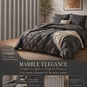 Marble Comforter & Matching Curtain Combo