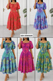 Women’s Garden Bloom Puff Sleeve Midi Dress