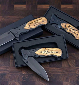Personalized Knives Engraved Knife Handmade Pocket Knife Wood Handle Groomsmen Gift Folding Knife Gift Wedding Gift For Men Hunting Pocket Knife For Dad Gift For Him, Tools For Men,Minimal Chic,Custom,Personalized,Unique,Ideal Gifts For Him,Ideal Gifts