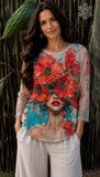 Scarlet Poppy Lady Portrait Mesh Top