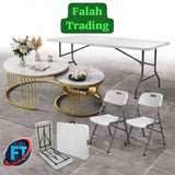 FT Folding Chairs, Folding Table And Marble Coffee Table Combo
