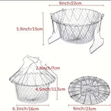 1 Foldable Frying Basket, Fruit Serving Basket, Stainless Steel Strainer, Mesh Sieve Strainer, Kitchen Utensil Additions