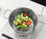 1 Foldable Frying Basket, Fruit Serving Basket, Stainless Steel Strainer, Mesh Sieve Strainer, Kitchen Utensil Additions