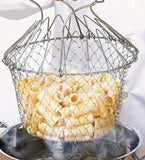1 Foldable Frying Basket, Fruit Serving Basket, Stainless Steel Strainer, Mesh Sieve Strainer, Kitchen Utensil Additions