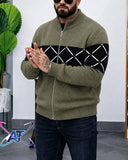 Men’s Zip-Up Knitwear Jacket With Zigzag Lines