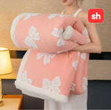 Queen Thickened Throw Blanket With Bow Design