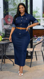 Ladies’ Long Sleeve Long Jean Dress