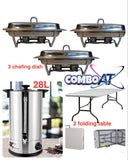 Catering Combo With 3 Chafing Dishes, 12.8L Urn & 2 Folding Tables