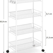 Slim 4-Tier Rolling Storage Trolley