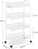 Slim 4-Tier Rolling Storage Trolley